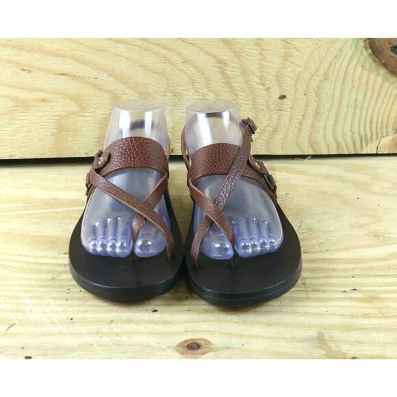 J. crew Sandals 7 Womens Brown Leather Upper and Sole Buckle Arch Support Italy - Picture 2 of 8